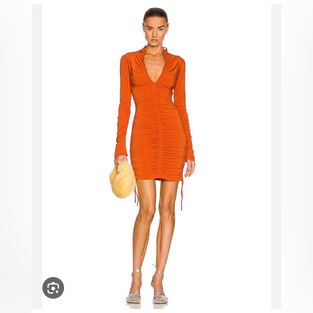 Beautiful, flattering orange, ruched, ALC dress worn once!